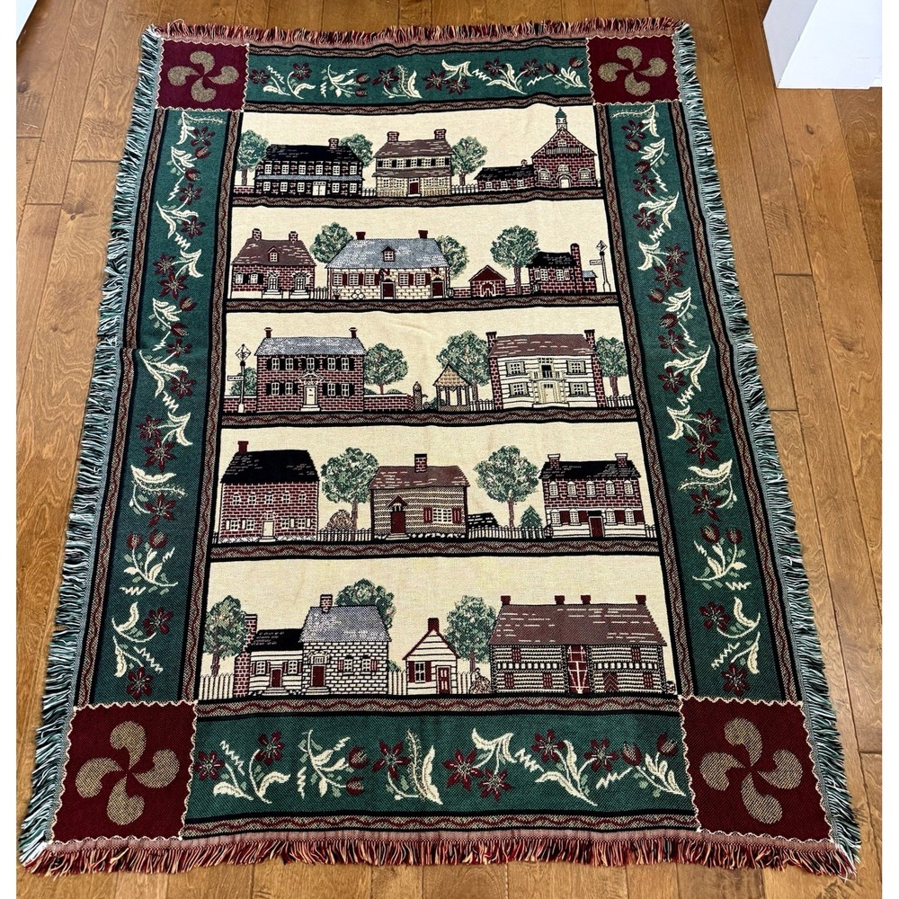 Bob Timberlake Old Salem Coionial Village Afghan Throw Blanket Vintage 70" x 52"